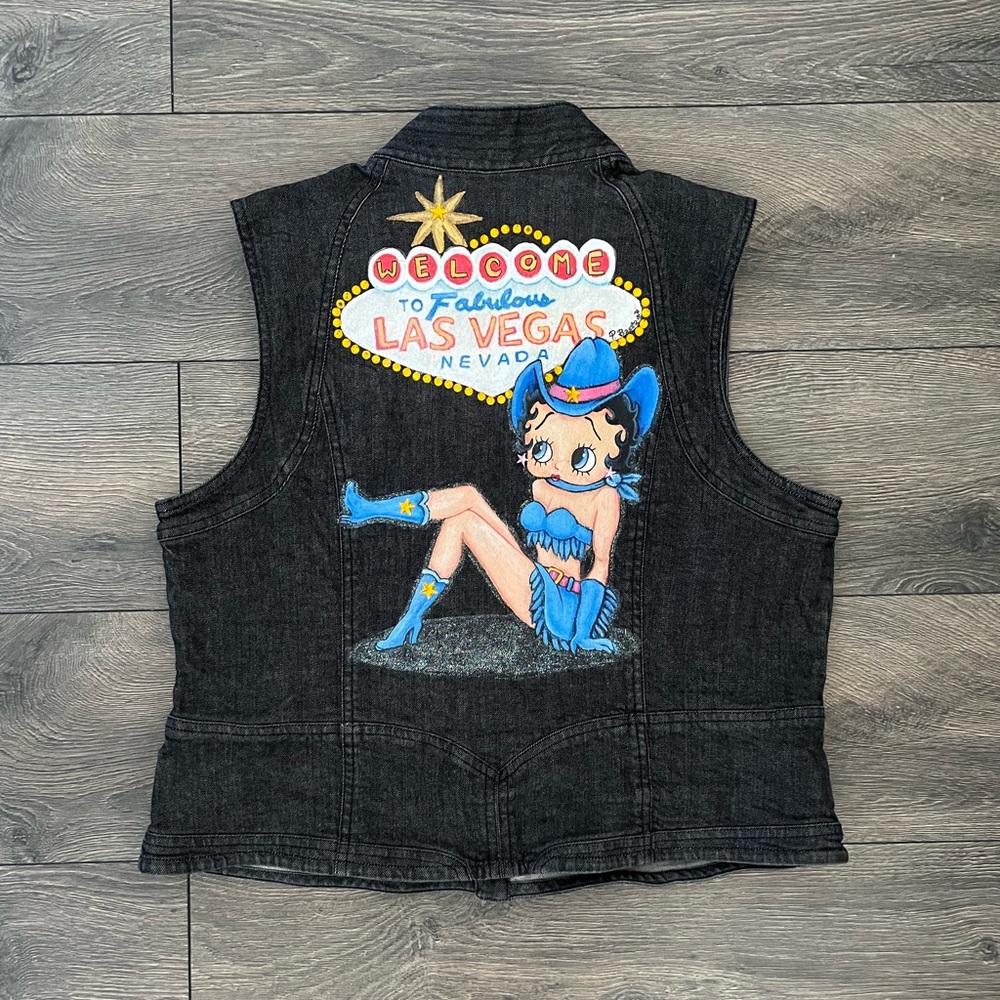 Betty Boop Las Vegas Hand-painted Denim Vest